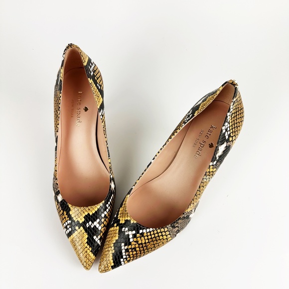 Kate Spade New York Sonia Snakeskin Embossed Leather Pointed Toe Pump 9.5 Heels - Picture 8 of 15